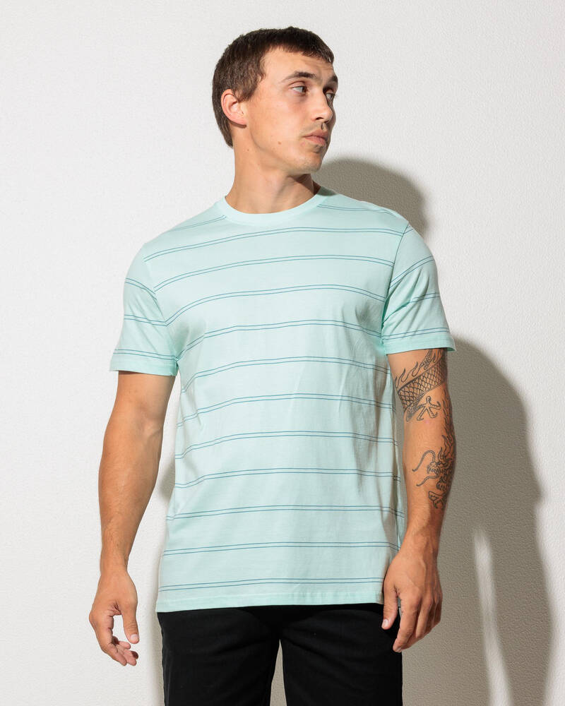 Rip Curl Plain Stripe Tee Light Aqua - front view