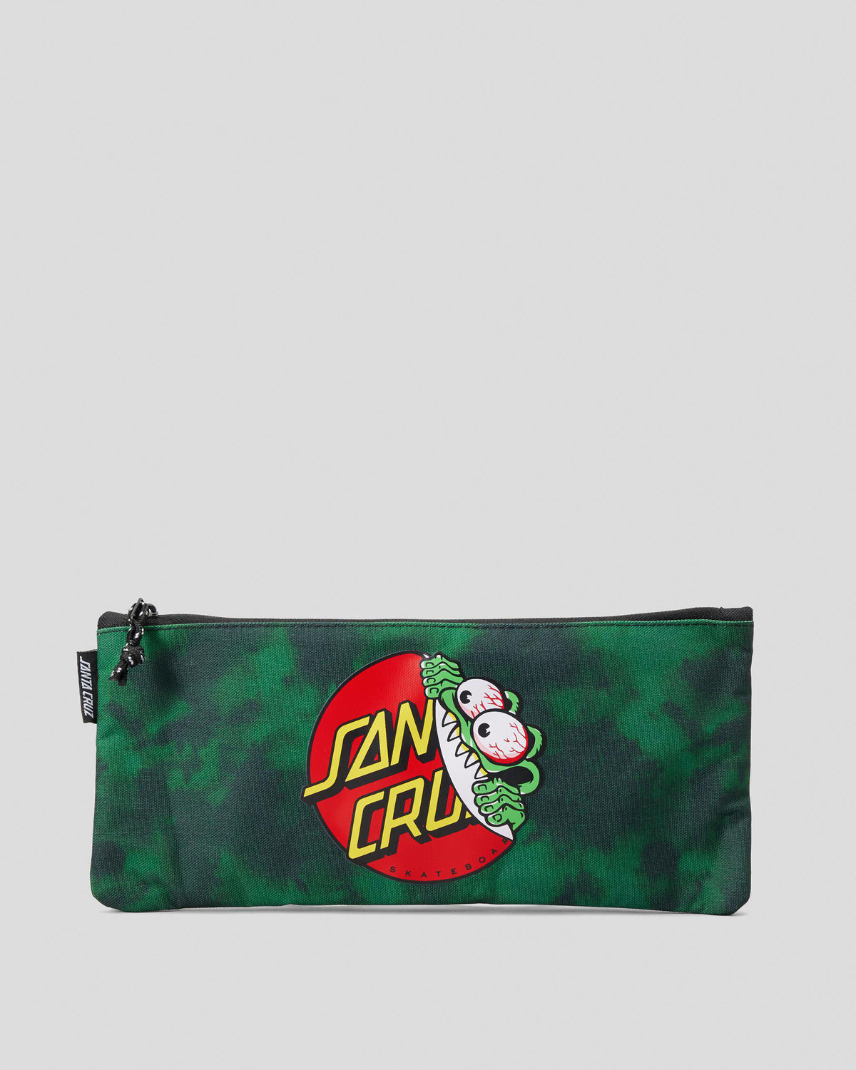 Santa Cruz Beware Dot Pencil Case in green tie dye