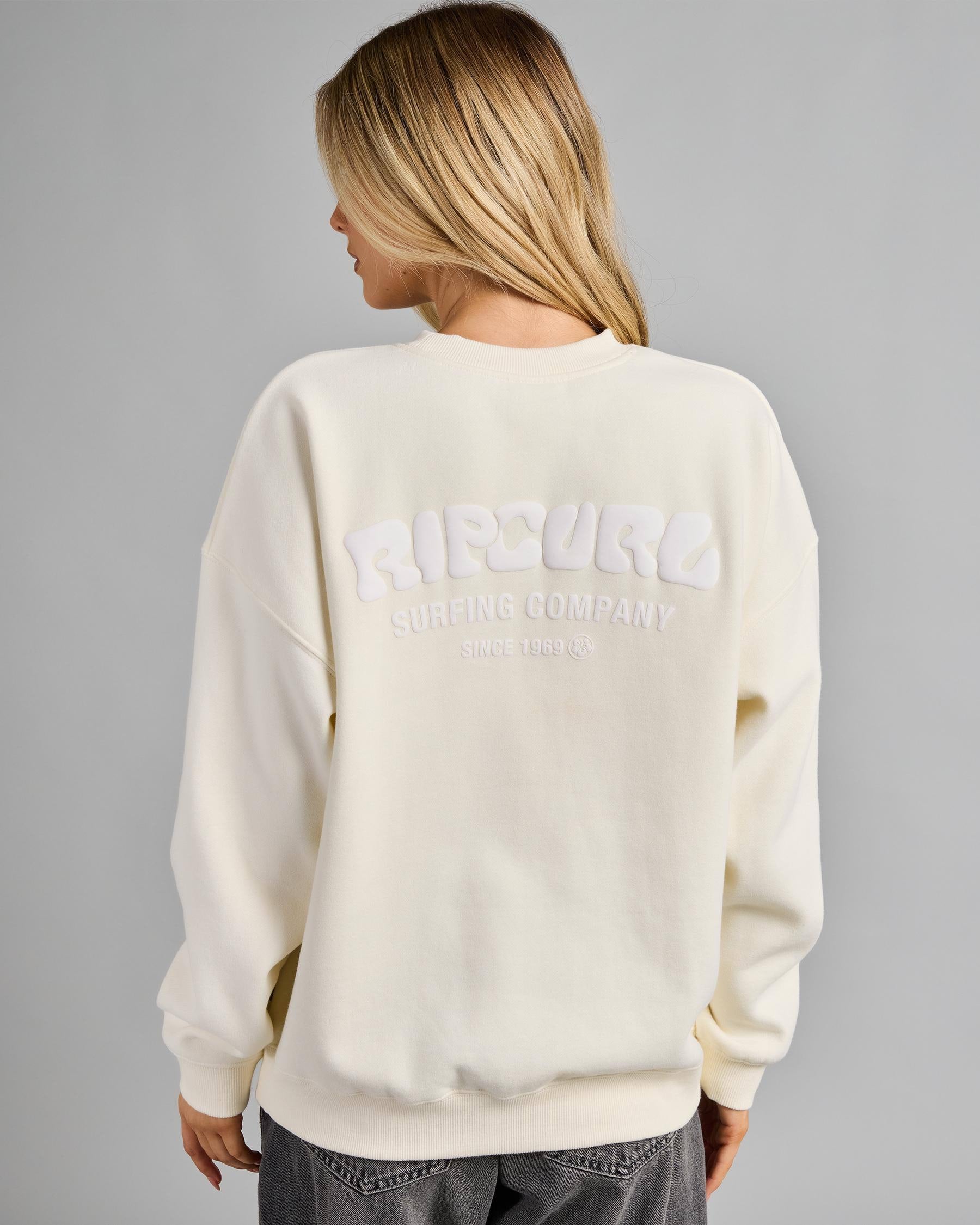 Rip Curl Surf Puff Heritage Crew - Bone / White