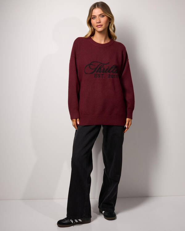 Thrills Bloodlines Knit Sweater - New Maroon (view 2)