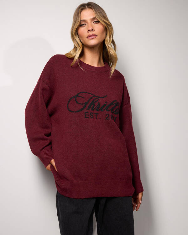 Thrills Bloodlines Knit Sweater - New Maroon