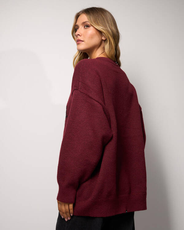 Thrills Bloodlines Knit Sweater - New Maroon (view 3)