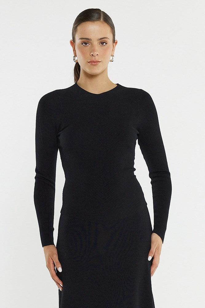 Sass Hazel Rib Top - Black