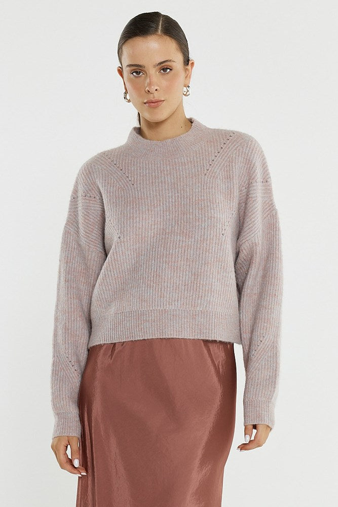 Sass Innes Pointelle Jumper - Pink Marle