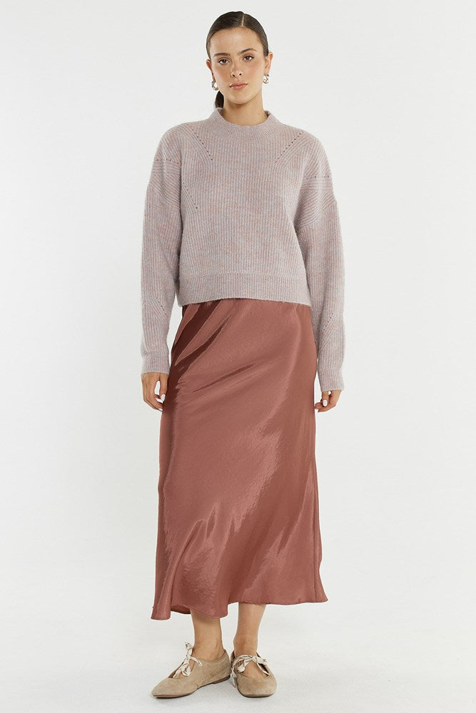Sass Innes Pointelle Jumper - Pink Marle (view 2)