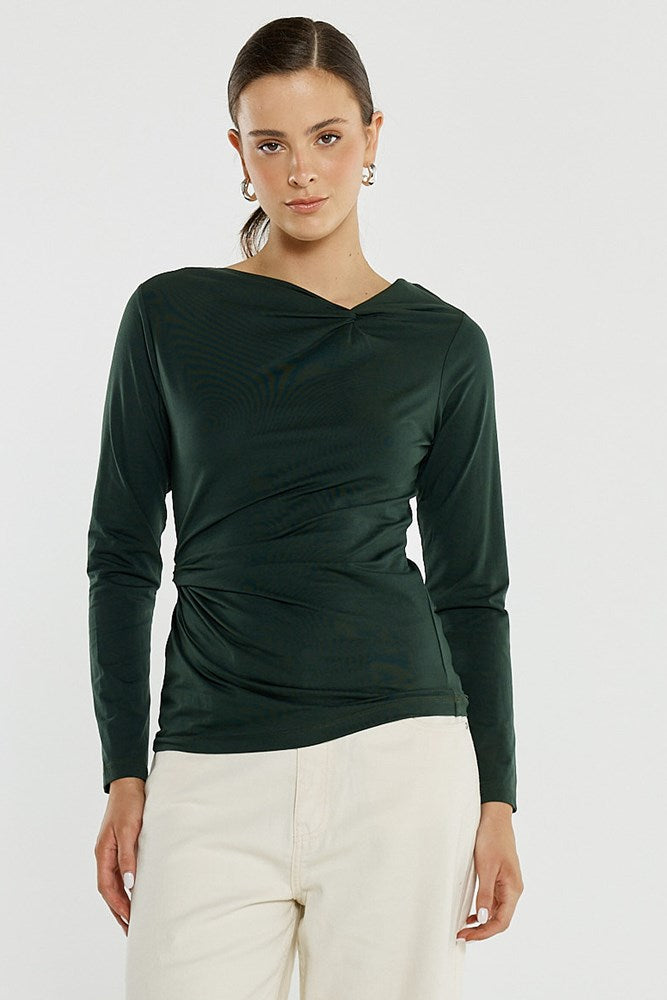 Sass Sophia Twisted Top - Bottle Green