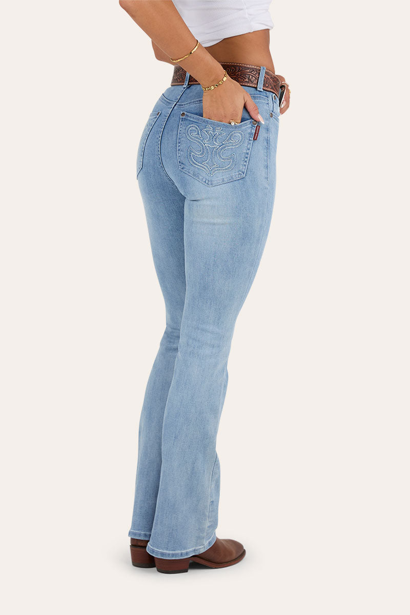 Ringers Western Penny Rodeo Womens High Rise Bootleg Jean - Light Blue (view 3)