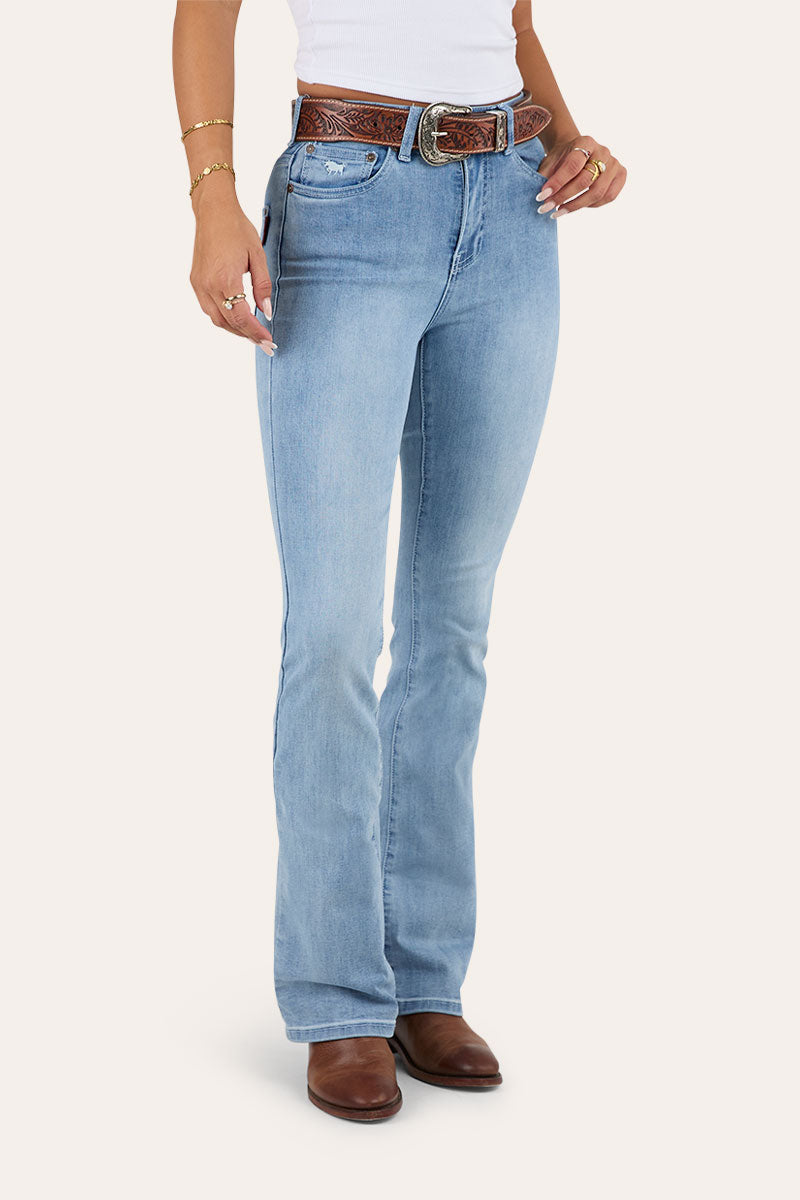 Ringers Western Penny Rodeo Womens High Rise Bootleg Jean - Light Blue
