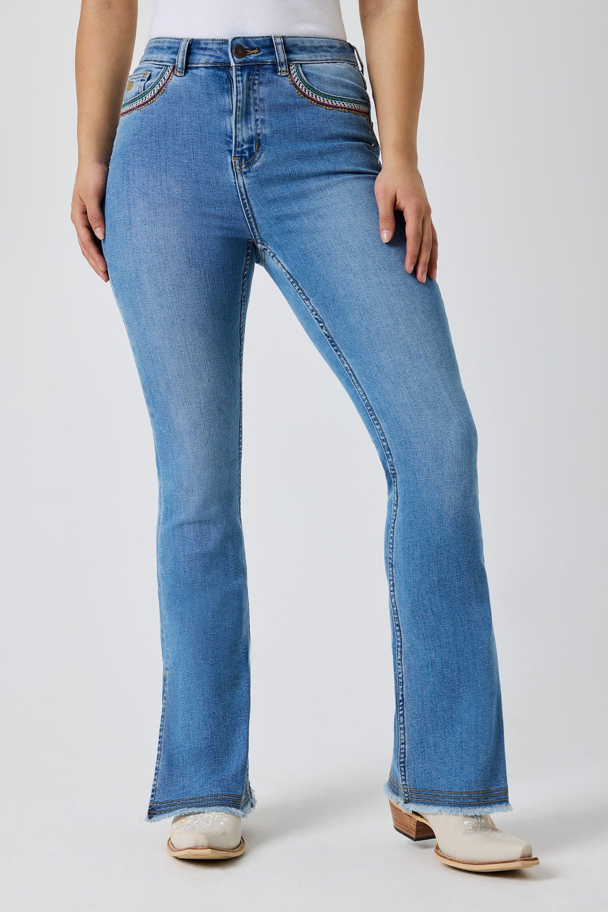 Ringers Western Penny Rodeo Festival High Rise Bootleg Jean Mid Blue