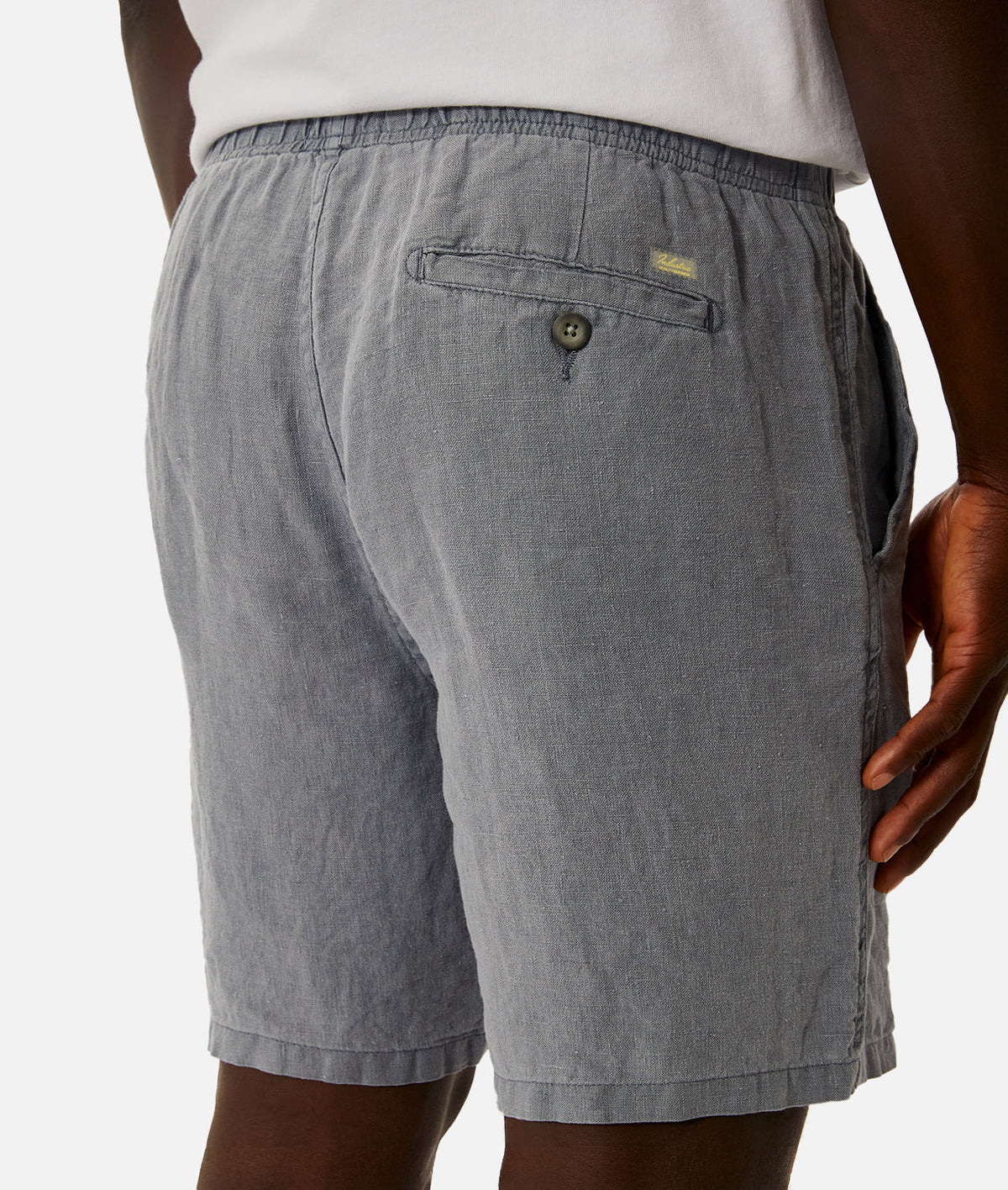 Industrie Marina Linen Short in Mid Indigo - detail