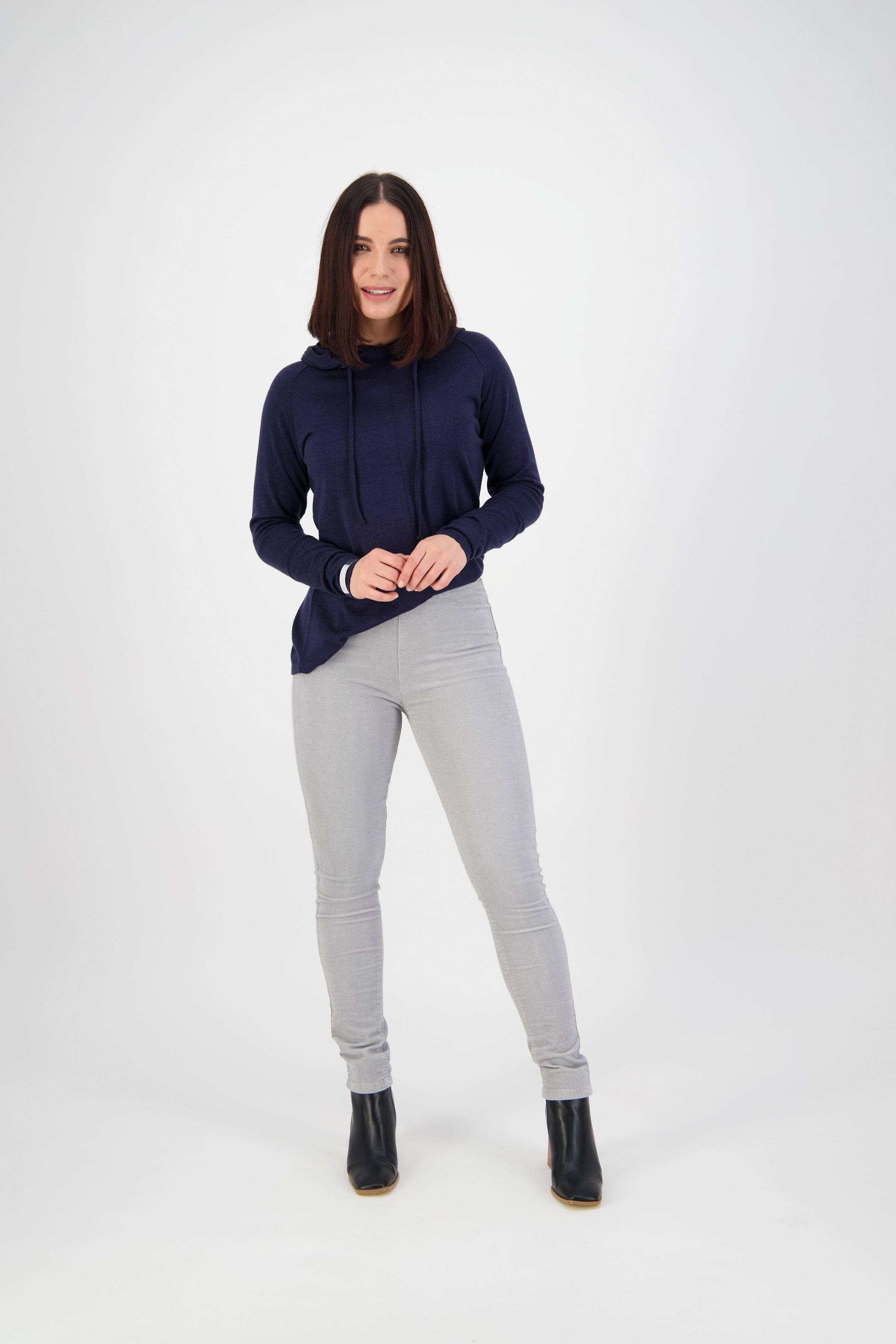 Vassalli Narrow Leg Cord Pant Cloud - front view