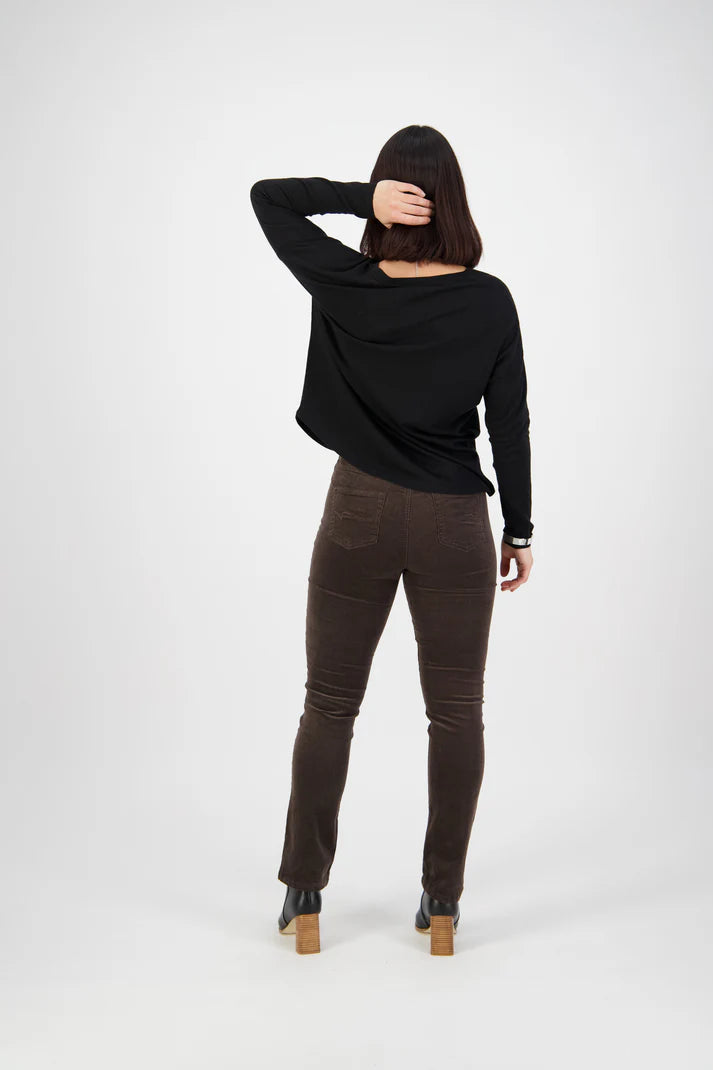 Slim Leg Full Length Cord Pull On - Walnut