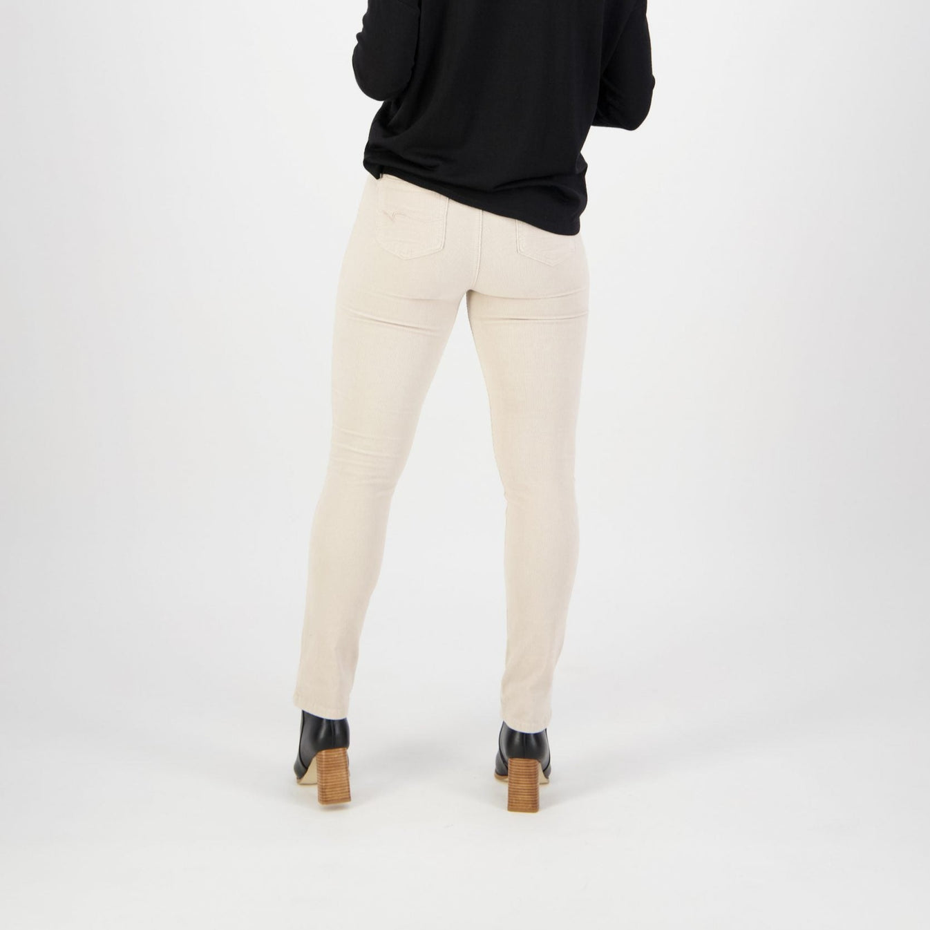 Vassalli 5910M Narrow Leg Full Length Cord Pant - Bone (view 2)