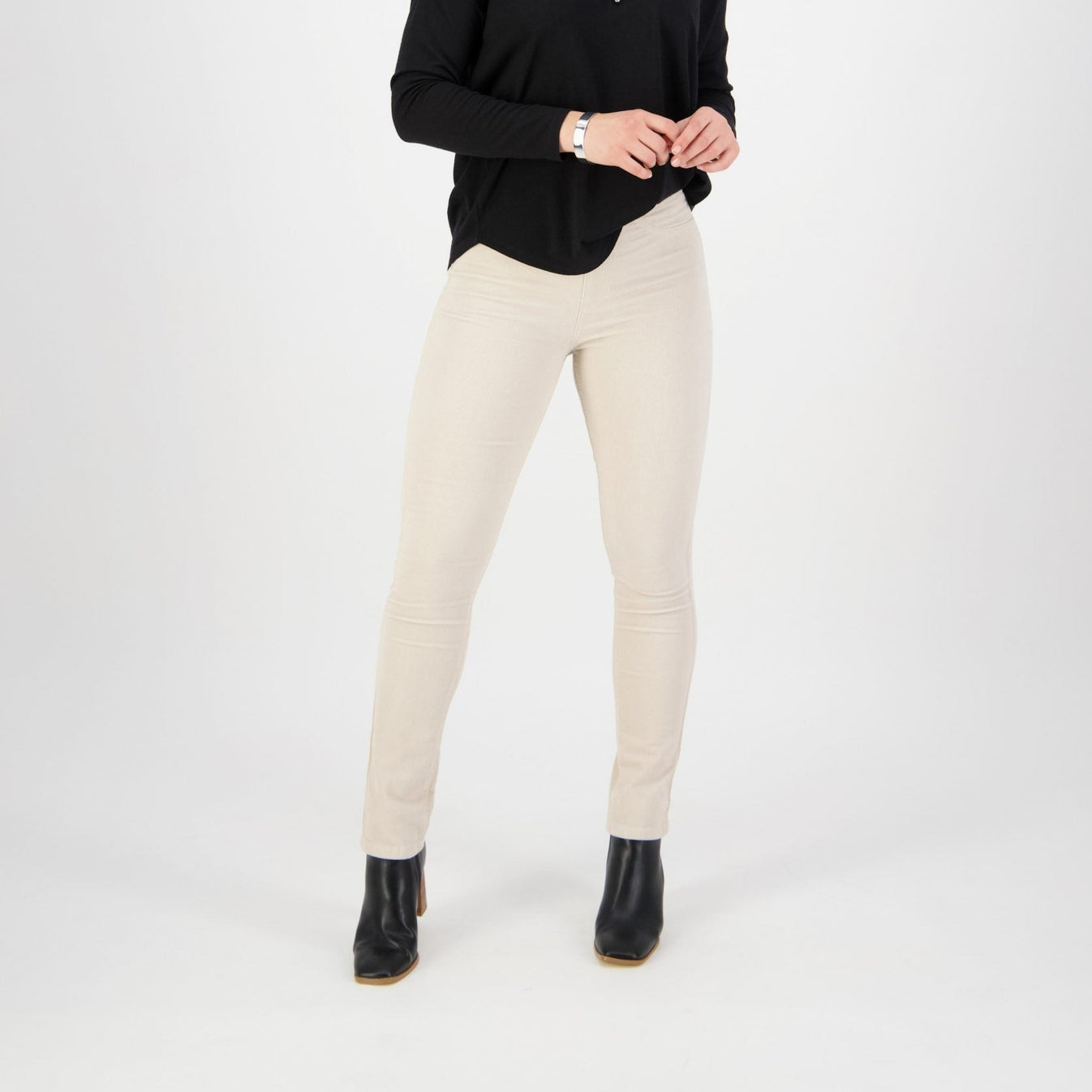 Vassalli 5910M Narrow Leg Full Length Cord Pant - Bone (view 4)