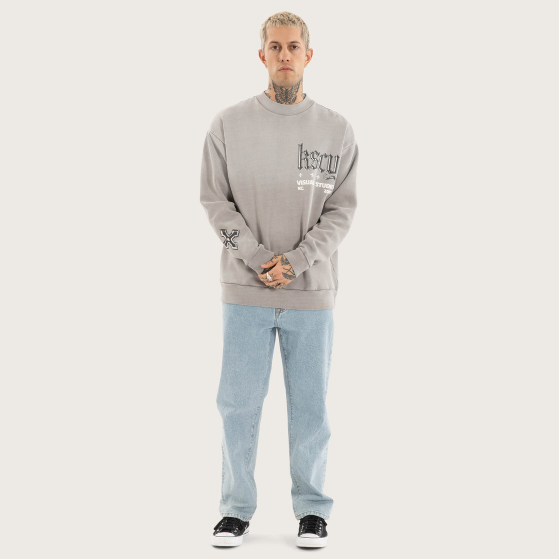 Kiss Chacey Kingdom Relaxed Sweater - Alloy (view 3)