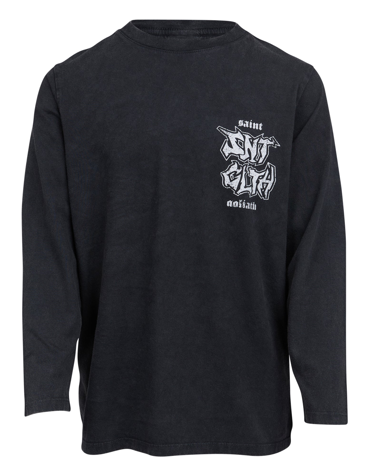 St Goliath Established Long Sleeve Tee in Washed Black