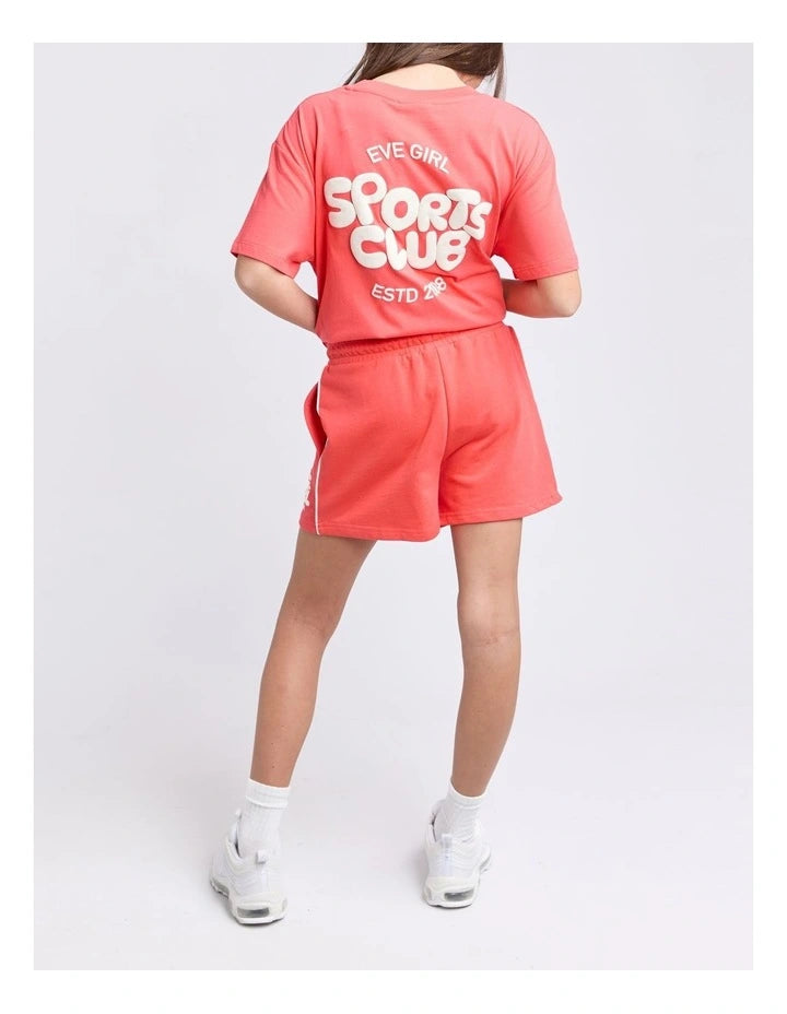 Eve Girl Sports Club Fleece Short - Red - Teen (view 2)