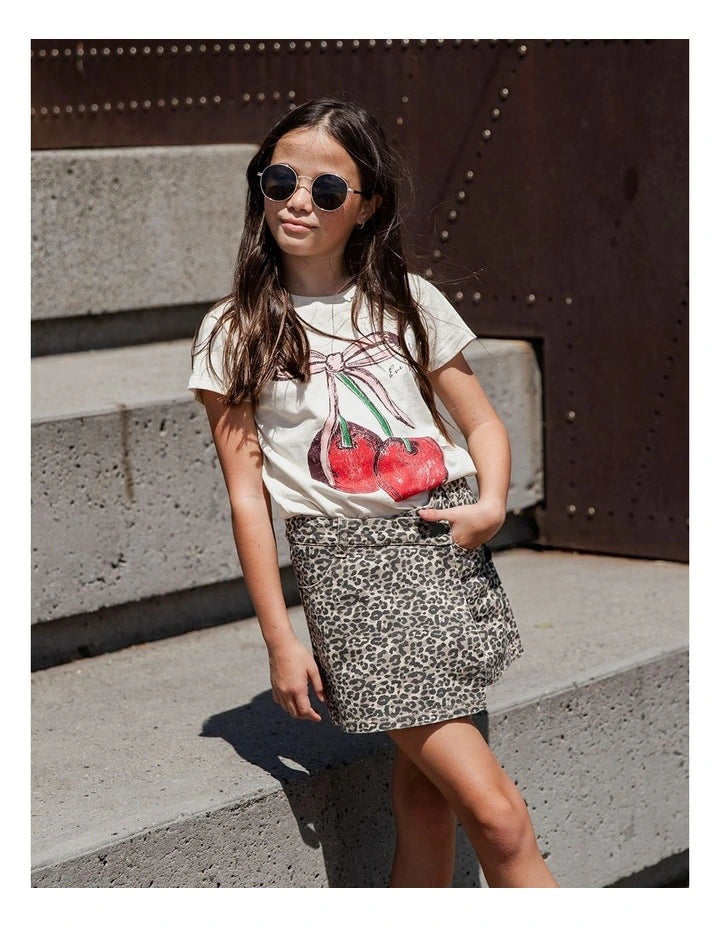 Chloe Cherry Tee - Vintage White