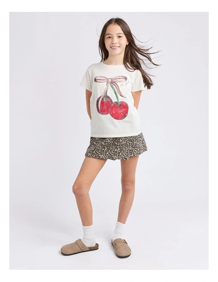 Chloe Cherry Tee - Vintage White