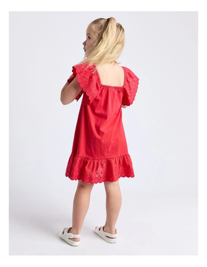 Eve Girl Maisie Dress in red - back