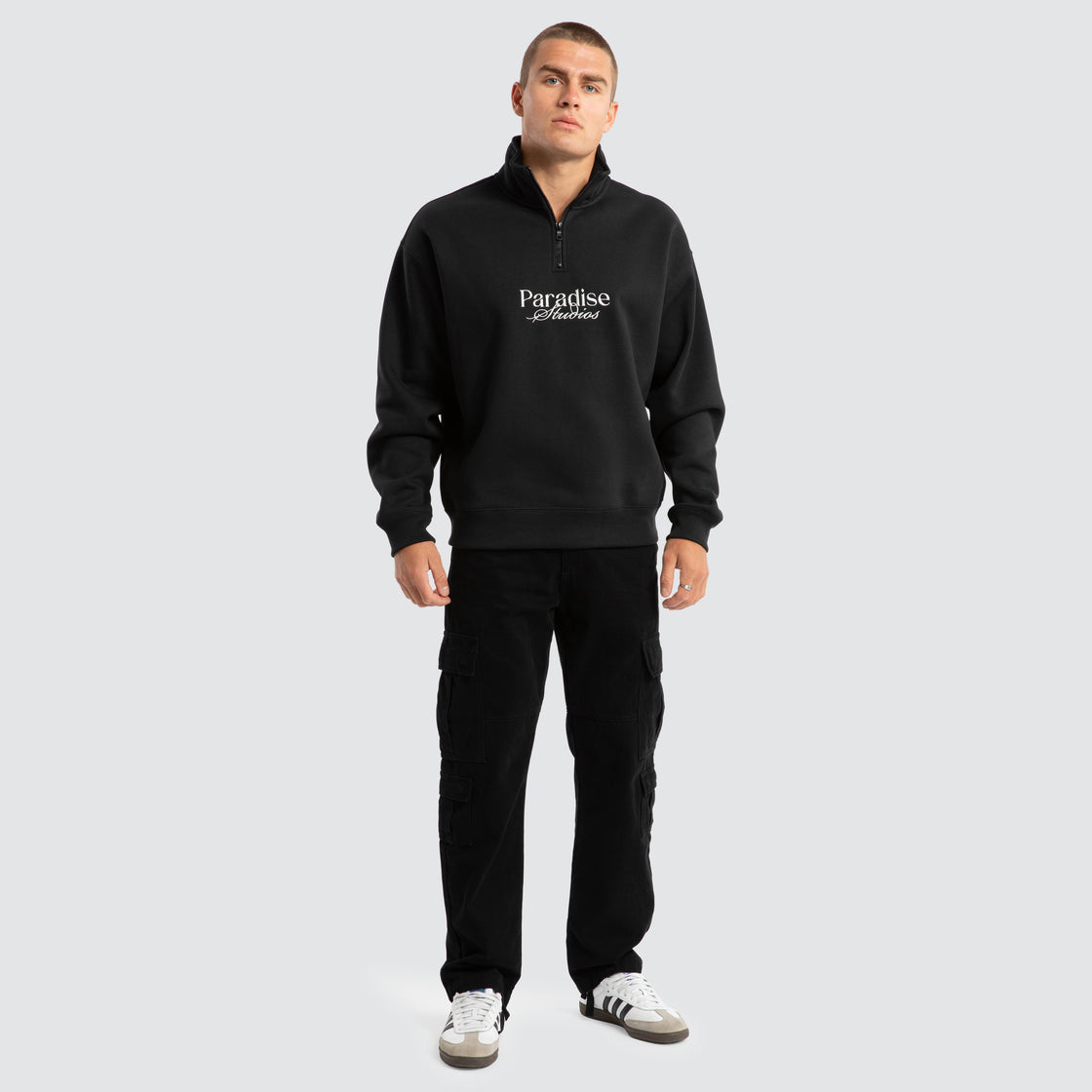 Merch 1/4 Zip Sweater - Anthracite Black