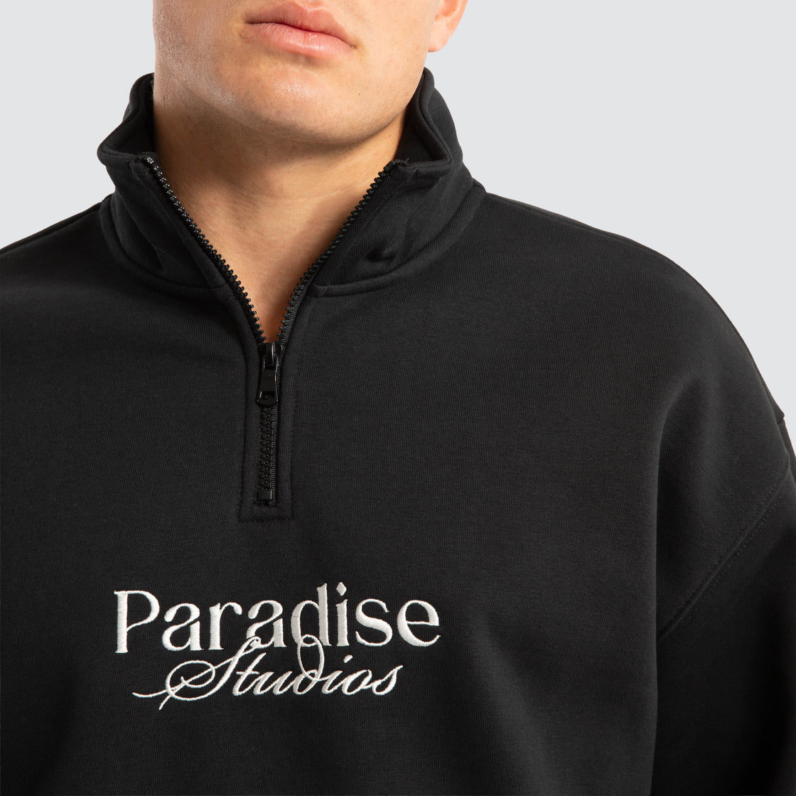 Merch 1/4 Zip Sweater - Anthracite Black