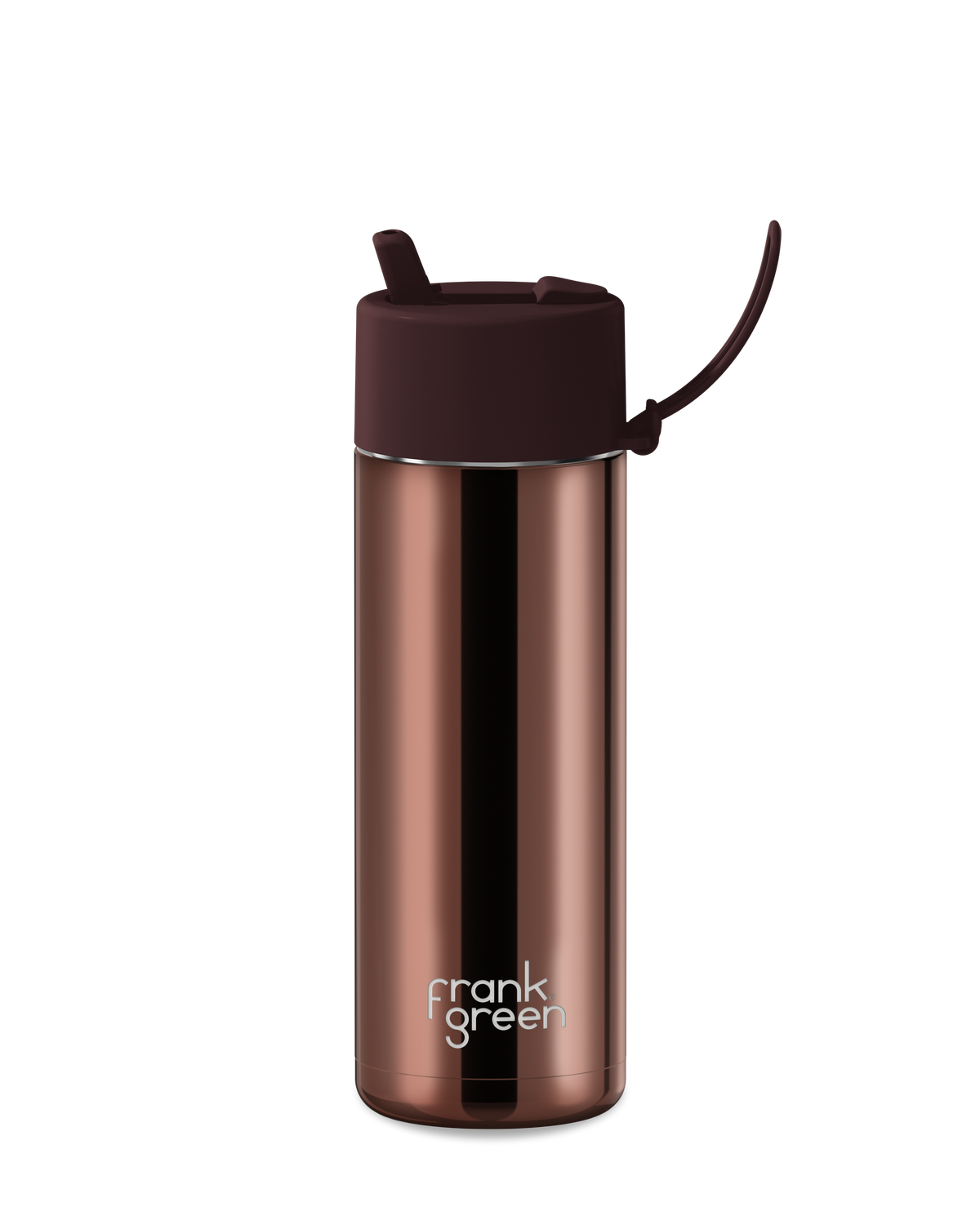 frank green 20oz stainless steel ceramic reusable bottle in chocolate chrome