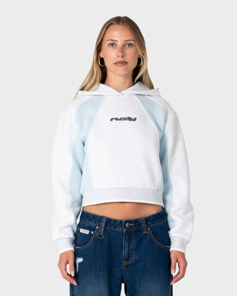 Rusty Mini Two Tides Cropped Hooded Fleece - Ecru Marle (view 2)
