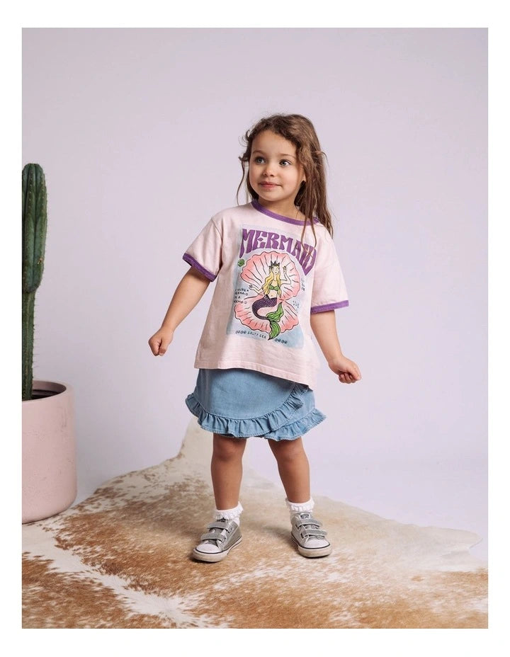 Eve Girl Mermaid Ringer Tee - Pale Pink (view 2)