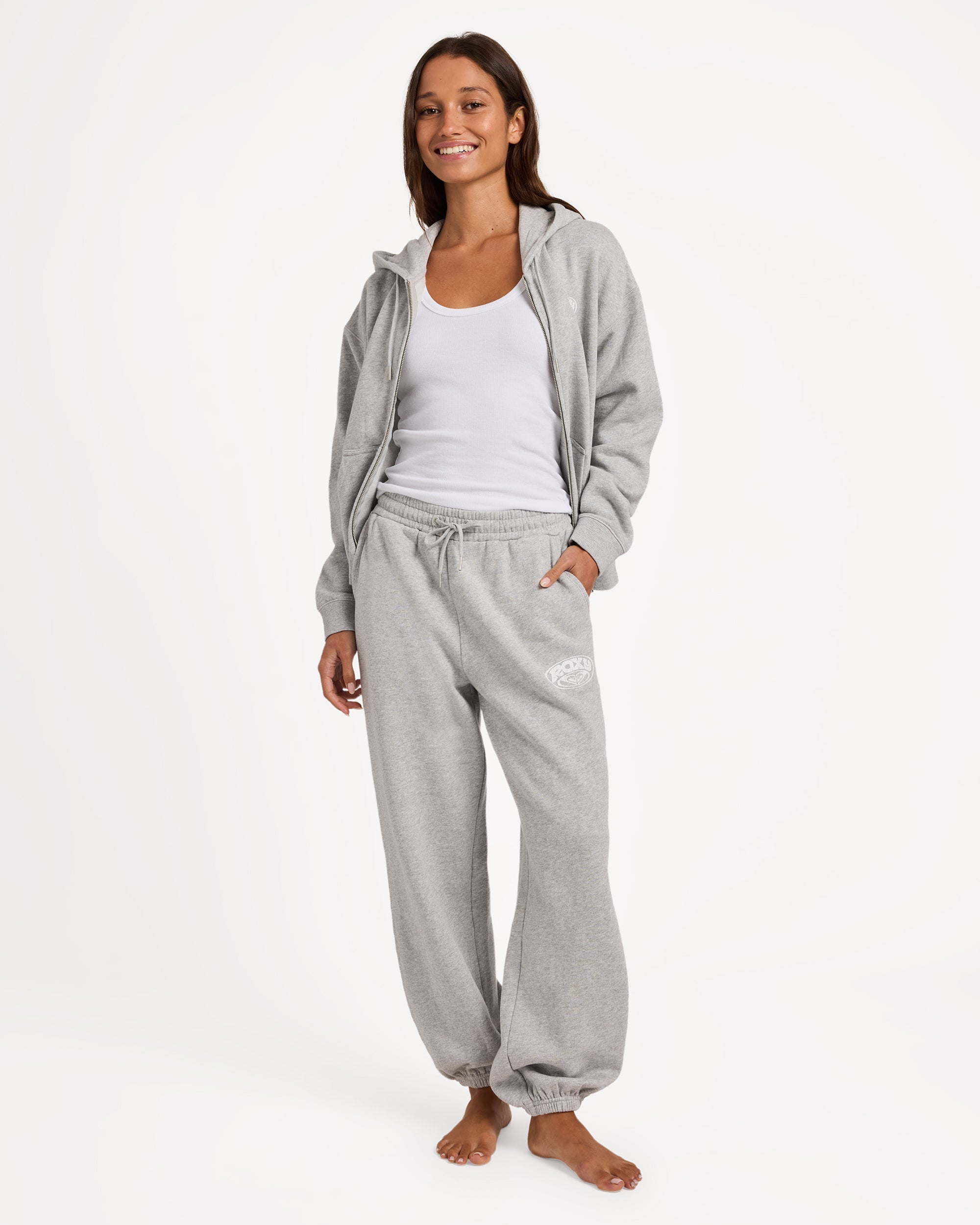 Roxy Dreamy Days Trackie Pant Grey Marle - front view