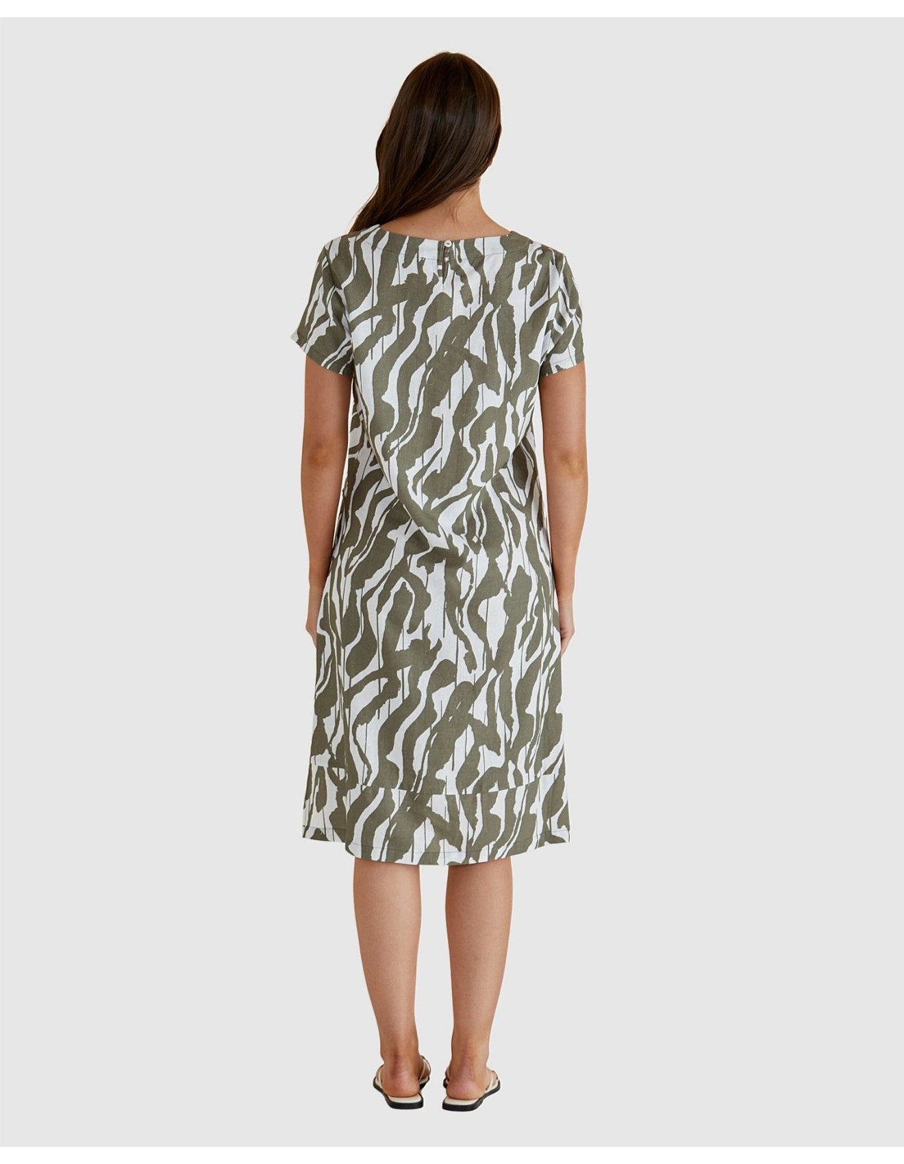 Elwood Dress - Olive Geometric Print
