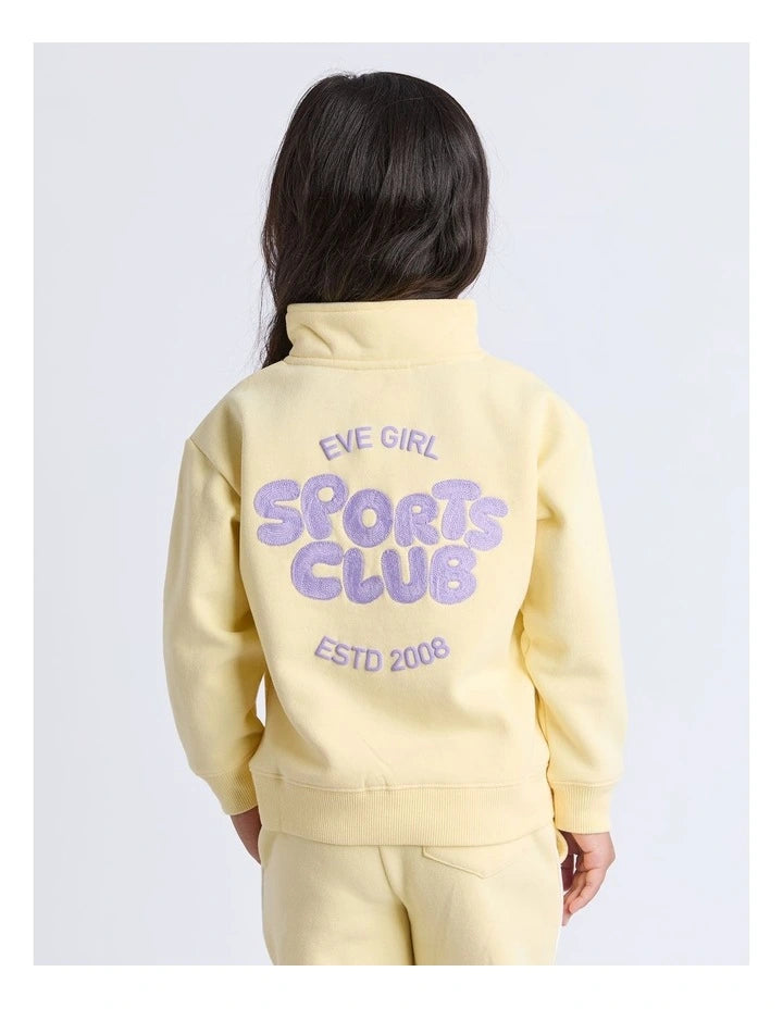 Eve Girl Sports Club 1/4 Zip Jumper - Lemon (Sizes 8-16) (view 2)