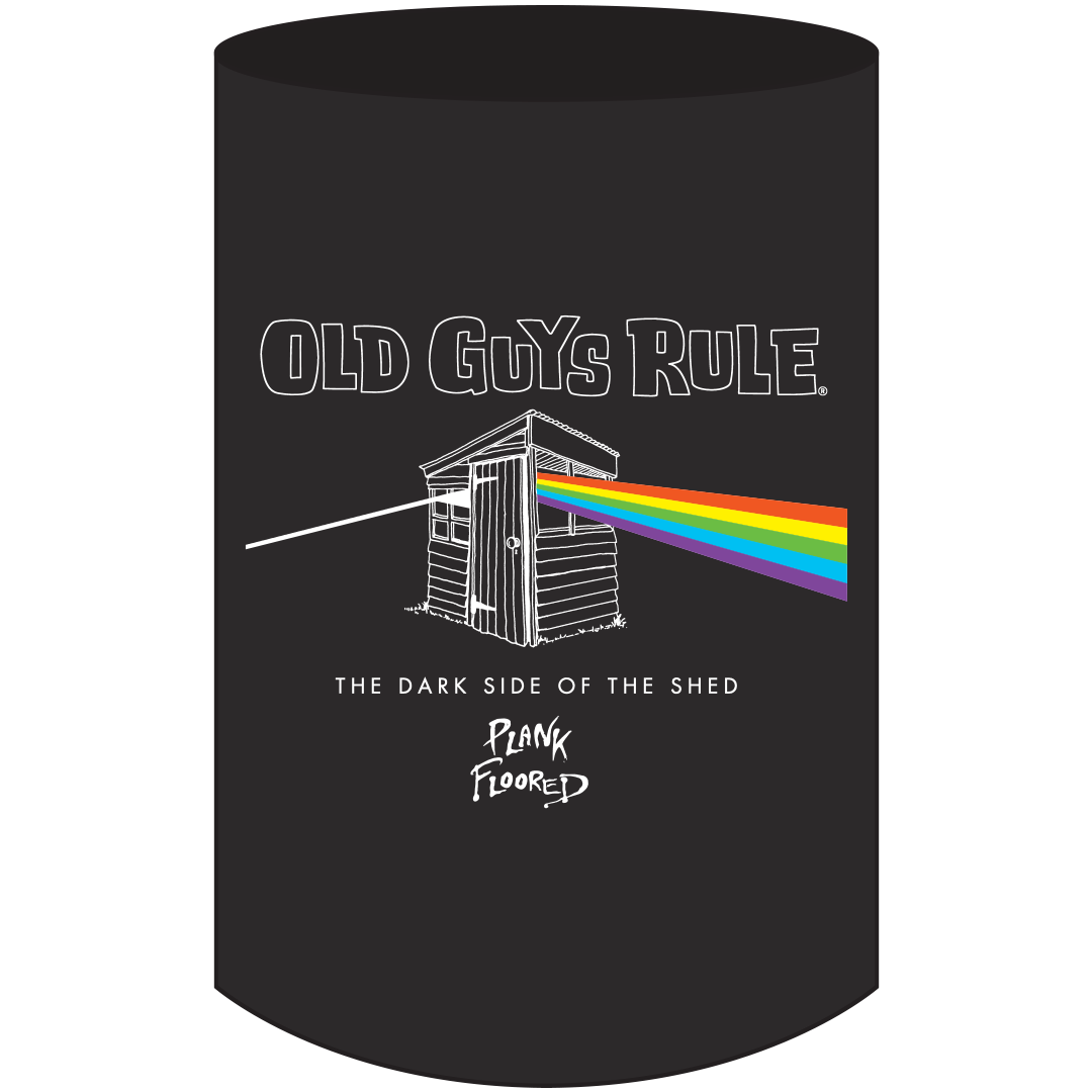 Old Guys Rule Dark Side Of The Shed stubby holder