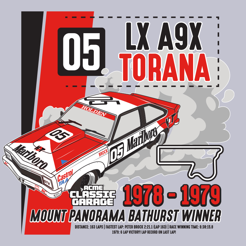 SS Torana 1977 A9X tee print detail