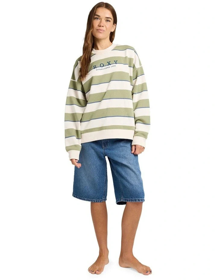 Roxy Strictly Stripes Oversized Oil Green