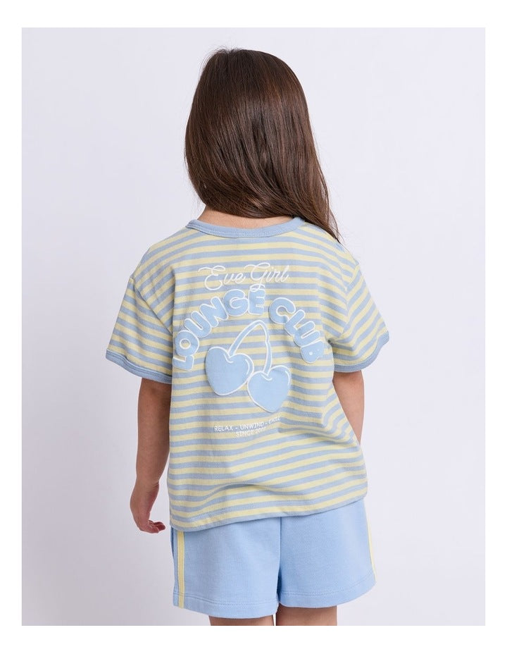 Eve Girl Lounge Club Stripe Tee Sky back