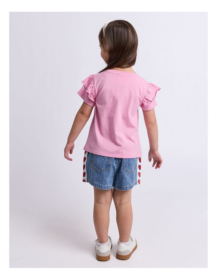 Eve Girl Palm Springs Frill Tee Pink back