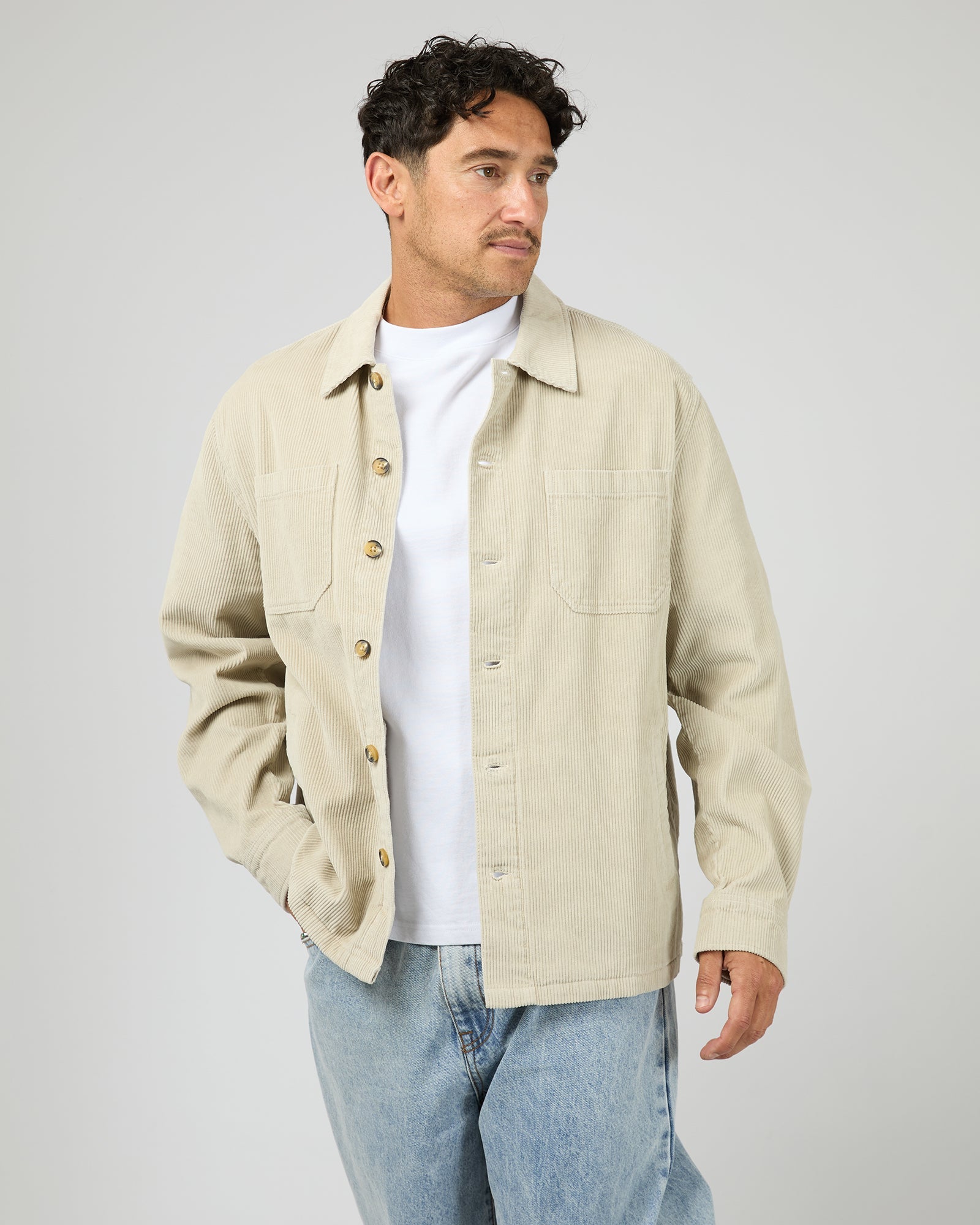 Silent Theory Jameson Cord Shirt Bone detail