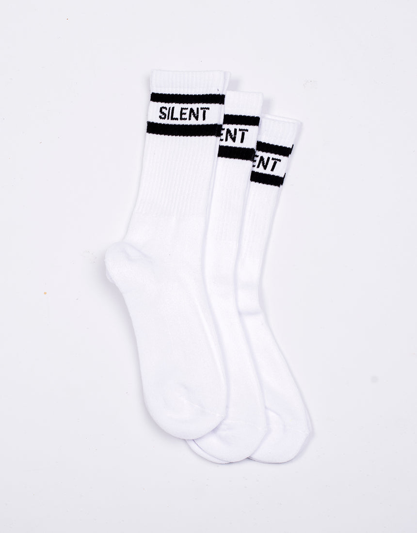 Silent Theory Crew Sock 3 Pack White