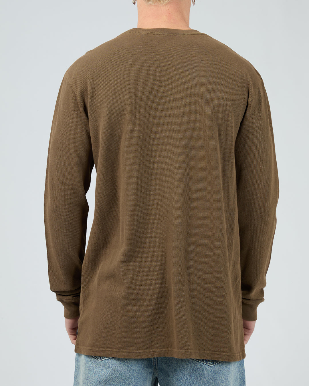 Silent Theory Pique LS Tee - Khaki (view 3)