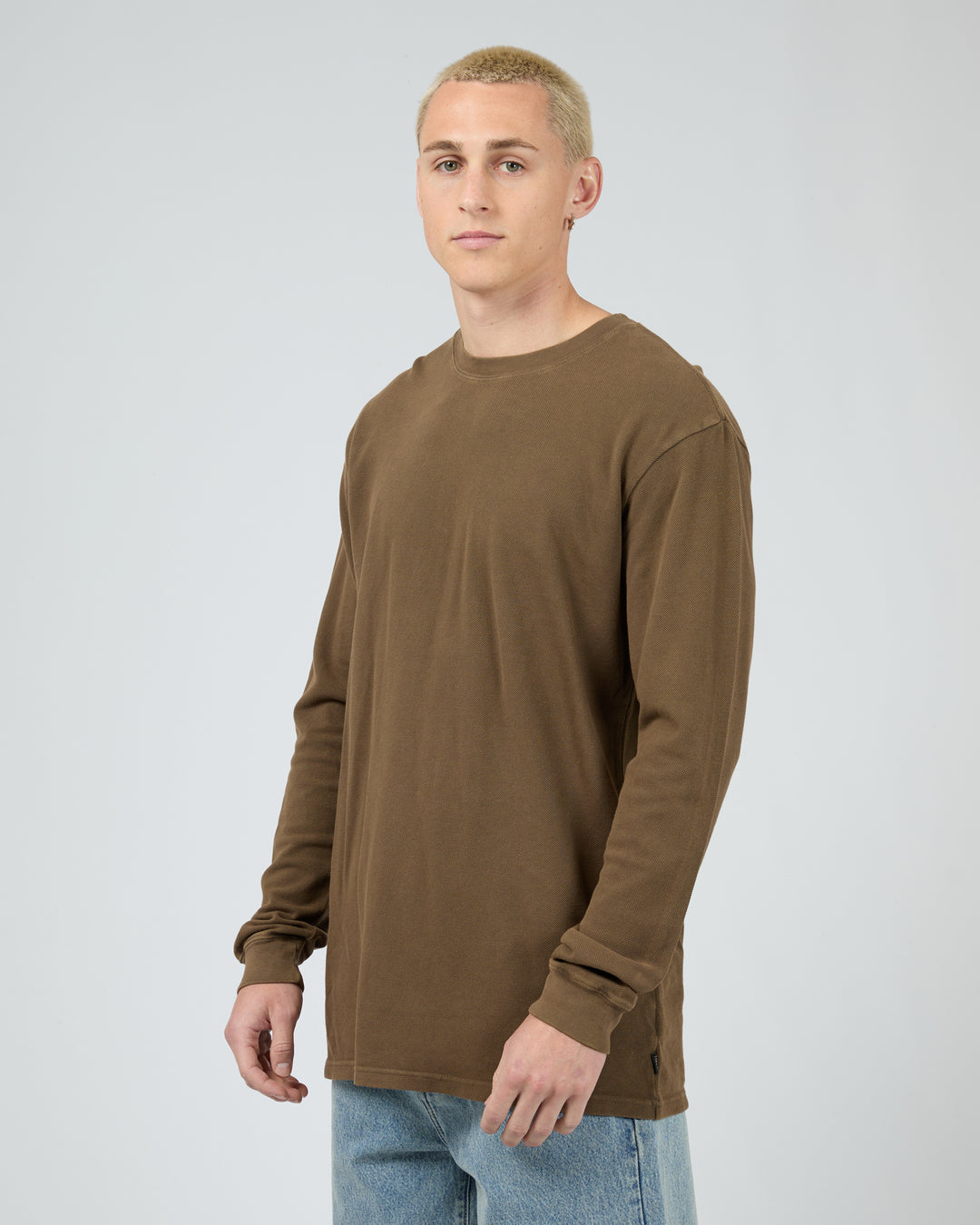 Silent Theory Pique LS Tee - Khaki (view 4)