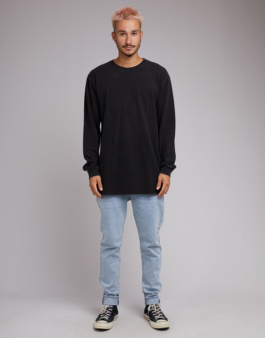 Pique LS Tee - Washed Black