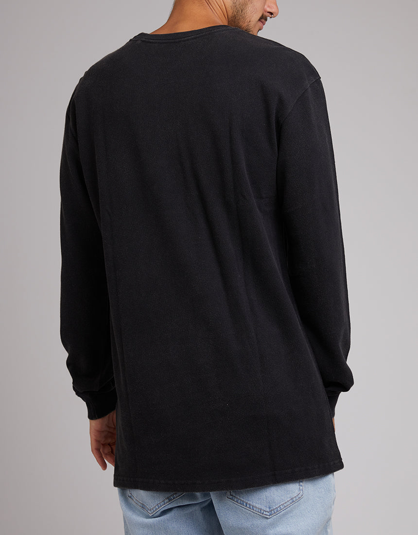 Pique LS Tee - Washed Black