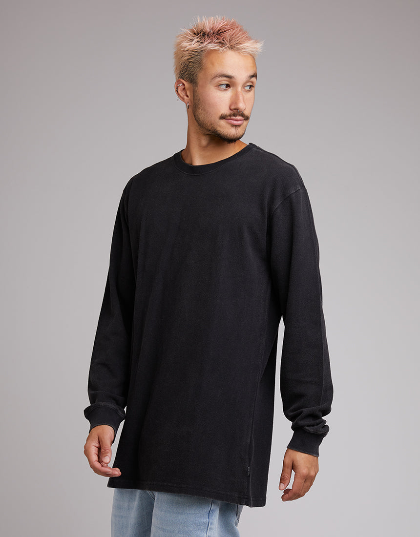 Pique LS Tee - Washed Black