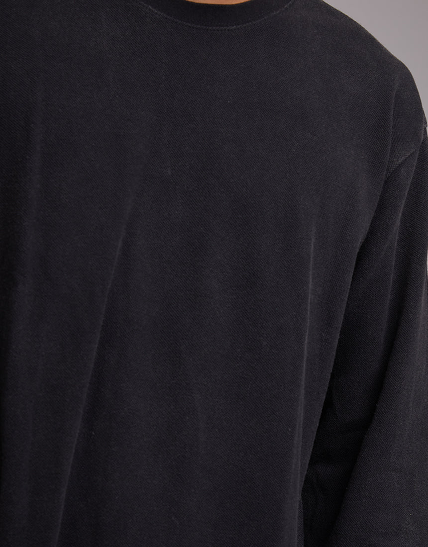 Pique LS Tee - Washed Black