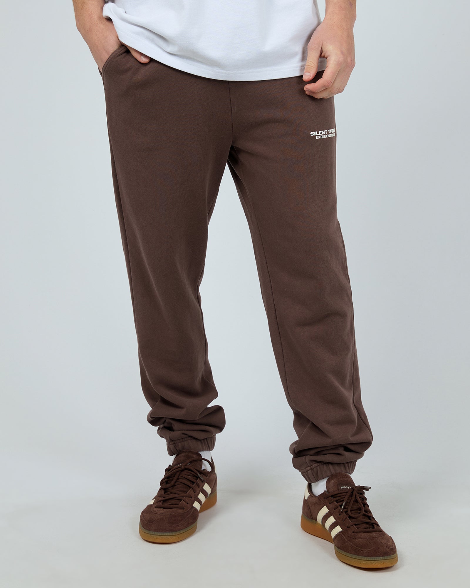 Silent Theory Essential Theory Track Pant in chocolate - front