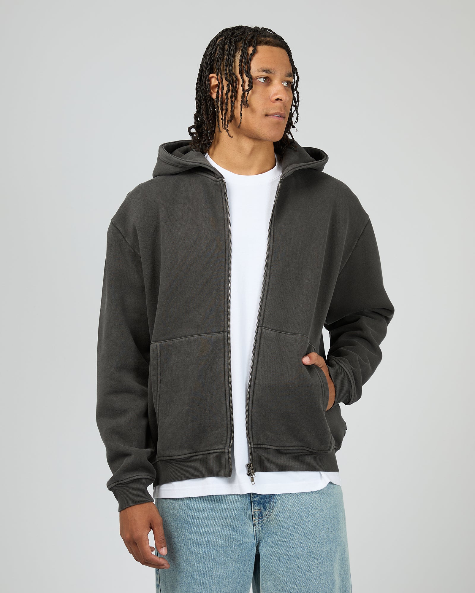 Silent Theory Box Zip Hoodie Coal