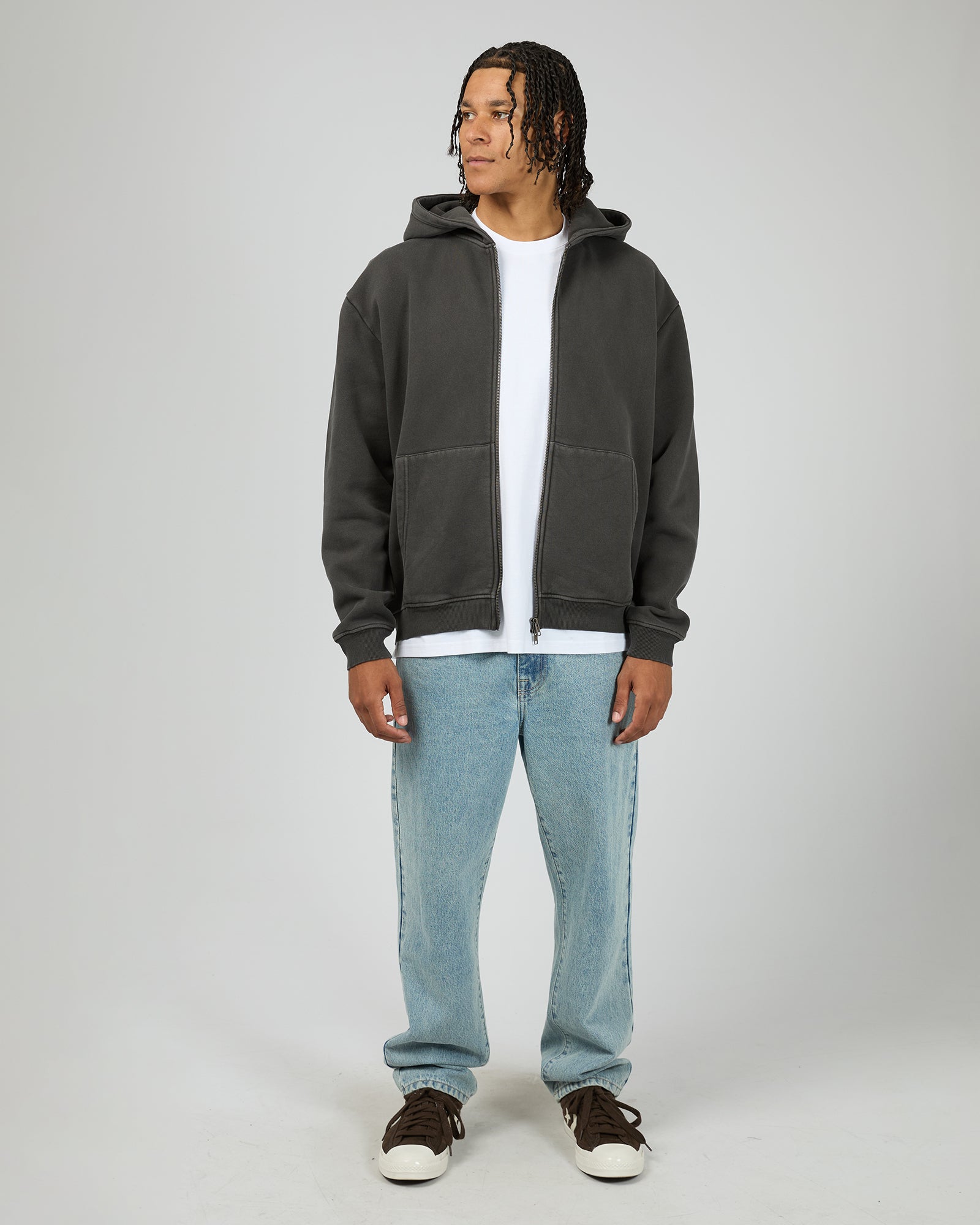 Silent Theory Box Zip Hoodie Coal - back