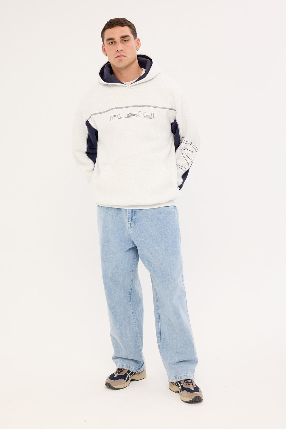 Rusty Titan Hooded Fleece - Ecru Marle (view 2)
