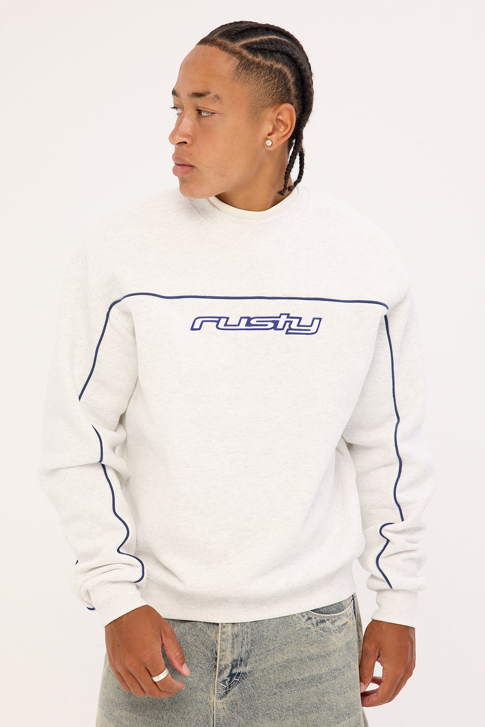 Rusty Trigger Crew Fleece - Ecru Marle